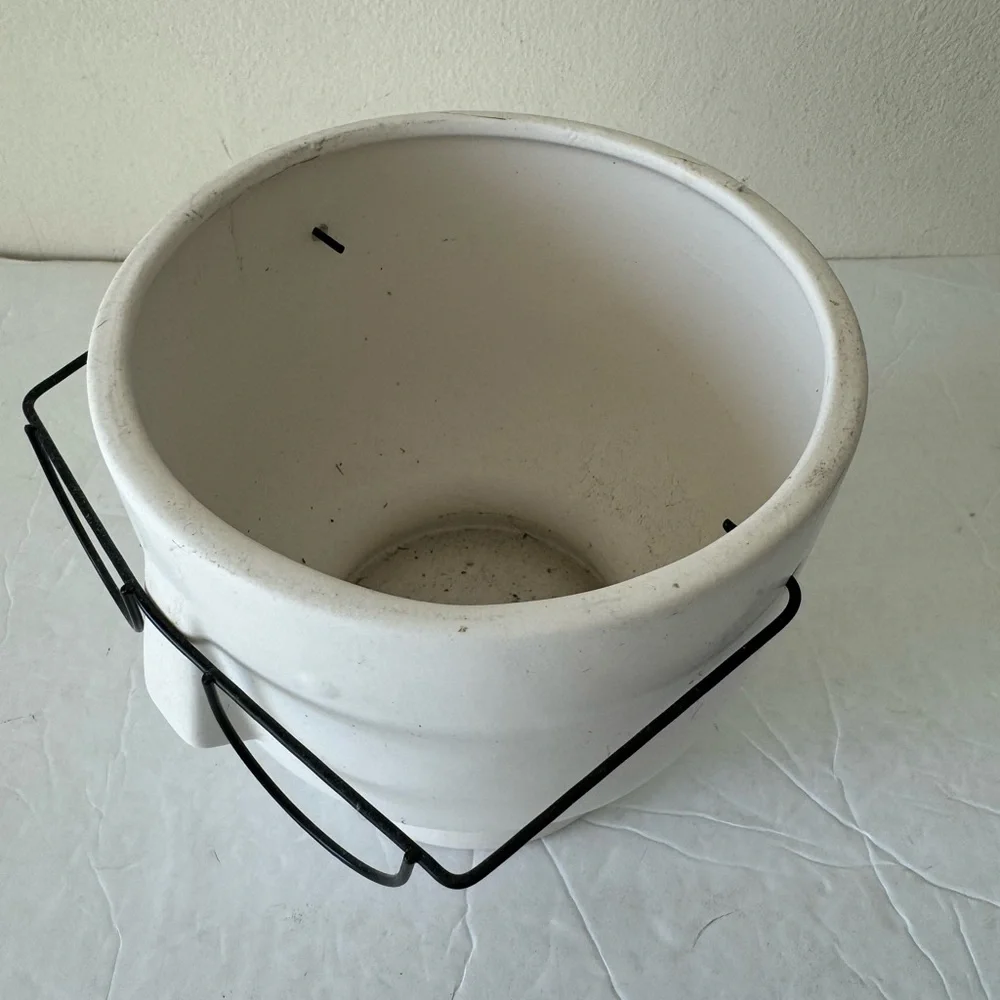 Face with glasses 6in ceramic planter white